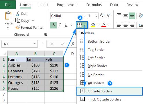 Hướng dẫn các sử dụng và tùy biến đường viền (Border) trong Excel